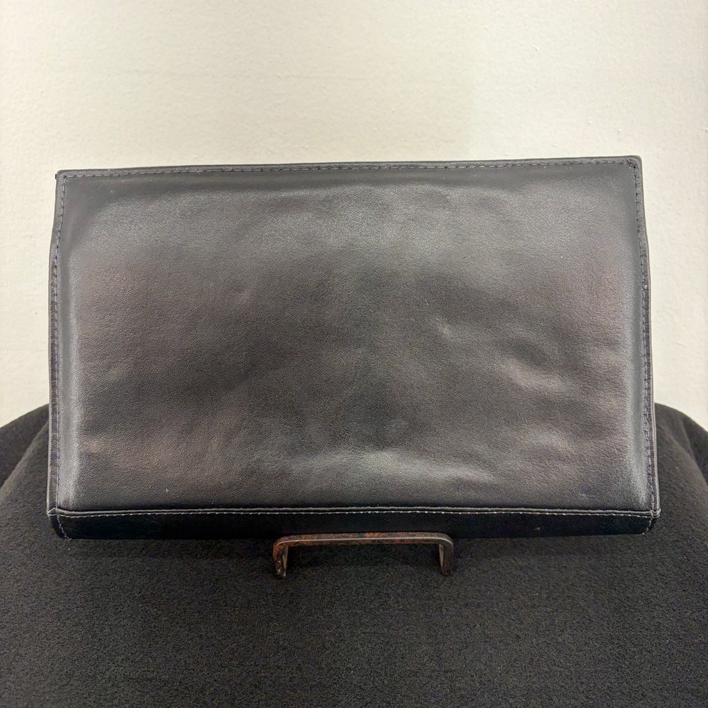 Black Leather Clutch Vintage Cuero Vaca Chain Purse Gold Logo Handbag Argentina - Picture 2 of 15